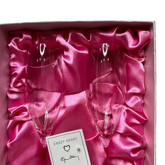 Orrefors Crazy Heart Efva Atting 2 Champagne Flutes - Picture 3 of 10